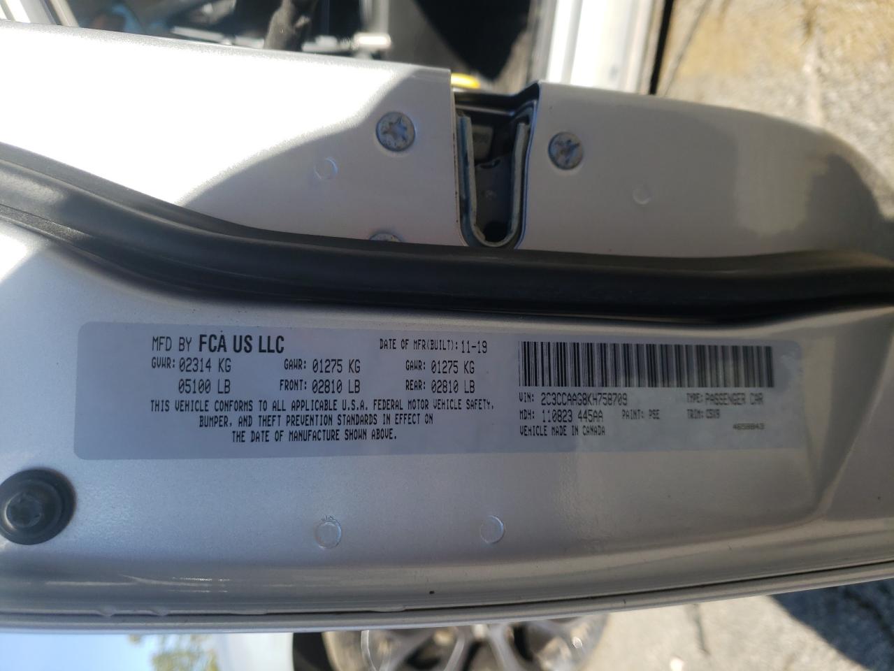 2019 Chrysler 300 VIN 2C3CCAAG8KH758709 Copart auction photo, all over / undercarriage damage thumbnail 13