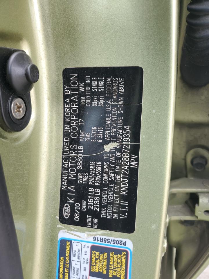 2011 KIA Soul VIN KNDJT2A28B7219354 Copart auction photo, front end / rear end damage thumbnail 12