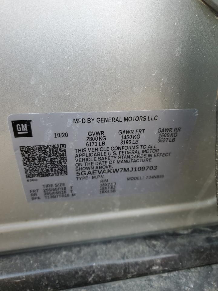 2021 Buick Enclave VIN 5GAEVAKW7MJ109703 Copart auction photo, front end / minor dent/scratches damage thumbnail 14