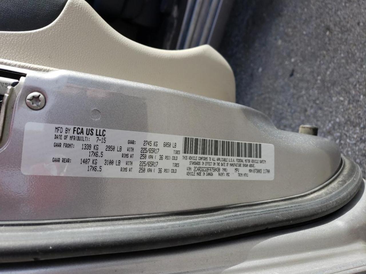 2015 Dodge Caravan VIN 2C4RDGCG9FR750430 Copart auction photo, front end / hail damage thumbnail 15