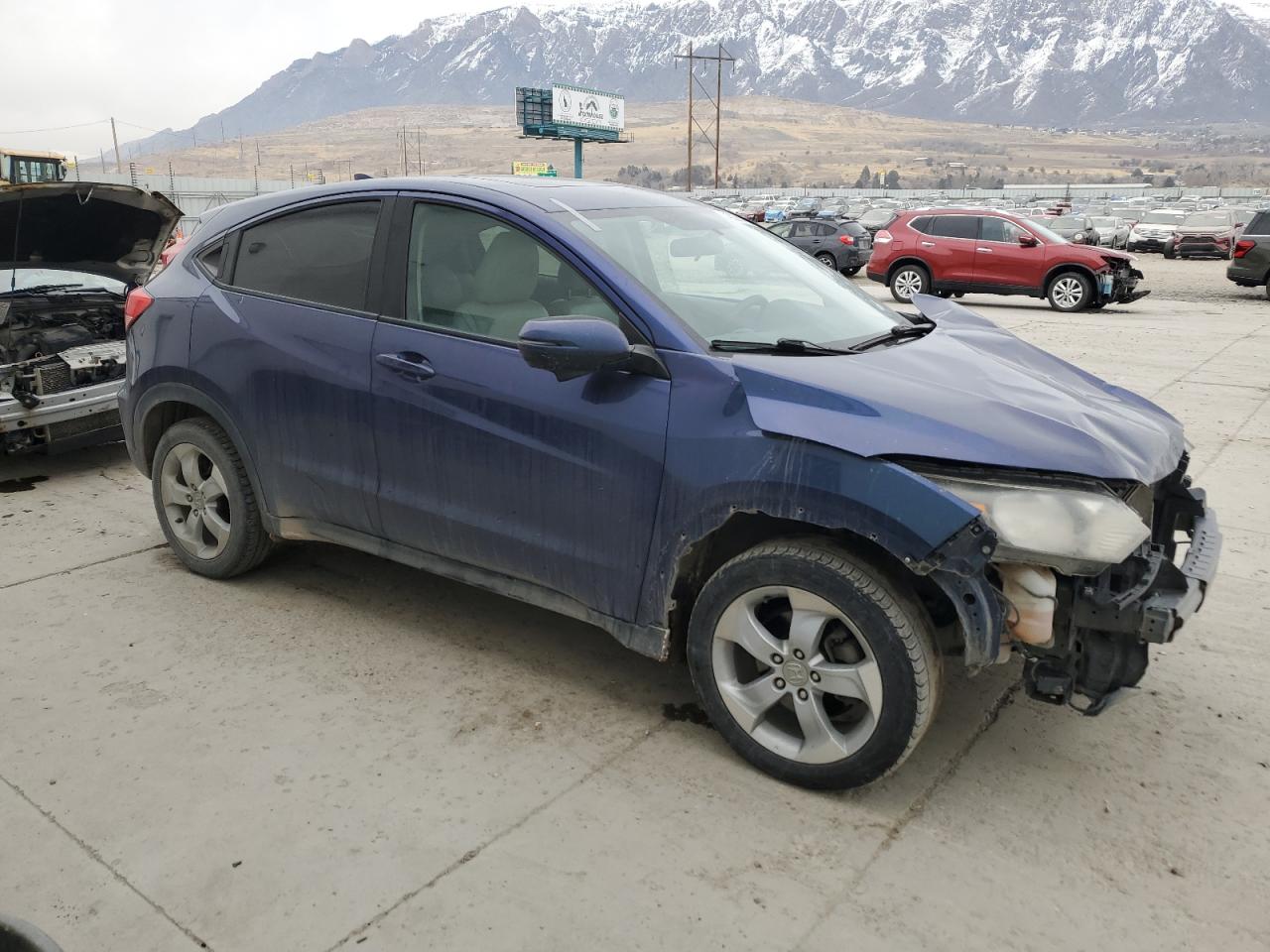2016 Honda HR-V VIN 3CZRU6H50GM725713 Copart auction photo, front end / side damage thumbnail 4