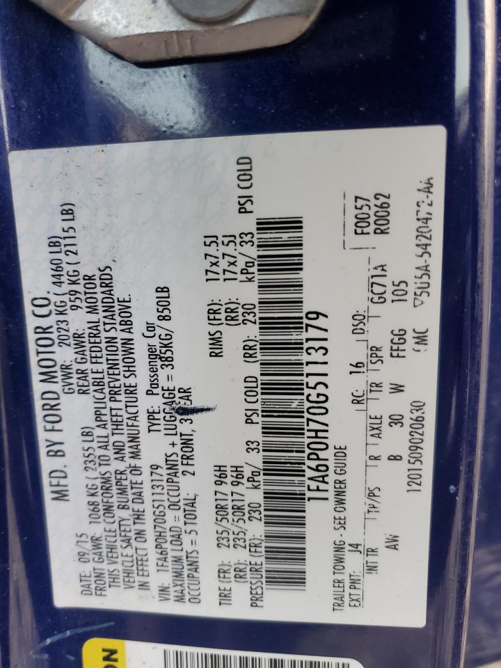 2016 Ford Fusion VIN 1FA6P0H70G5113179 Copart auction photo, all over damage thumbnail 13