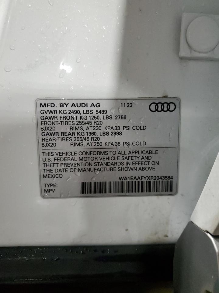 2024 Audi Q5 VIN WA1EAAFYXR2043584 Copart auction photo, front end damage thumbnail 14