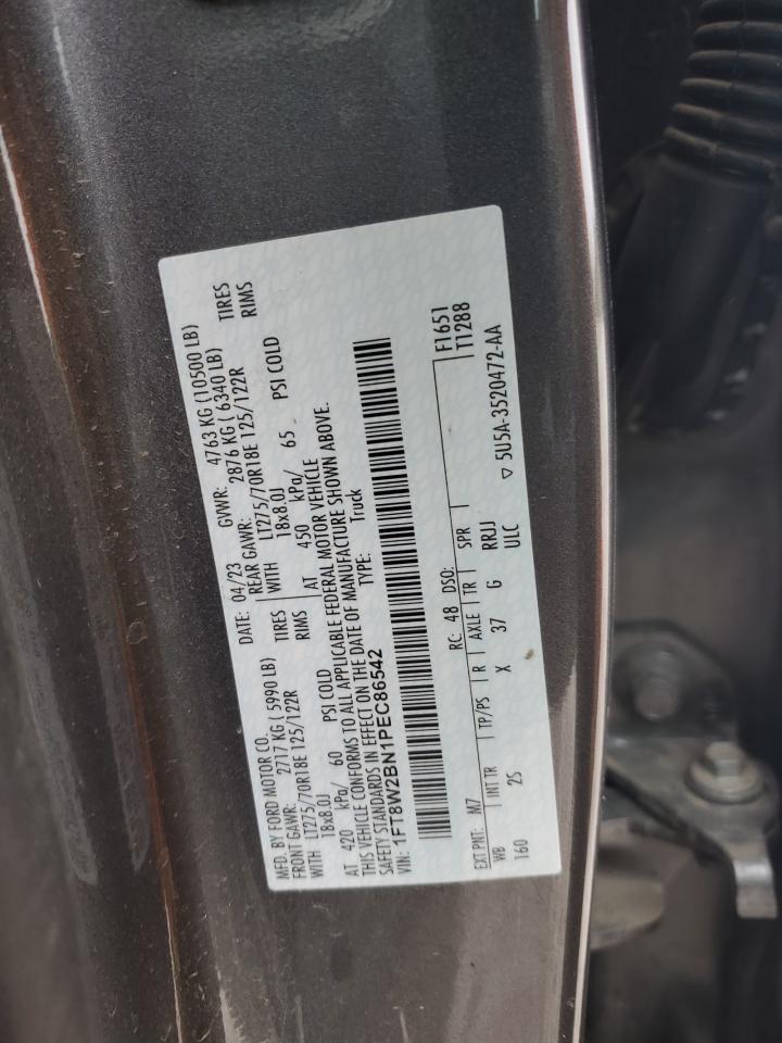 2023 Ford F250 VIN 1FT8W2BN1PEC86542 Copart auction photo, all over damage thumbnail 12