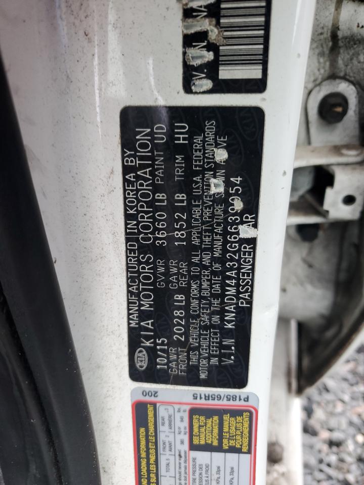 2016 KIA Rio VIN KNADM4A32G6639054 Copart auction photo, water/flood damage thumbnail 13