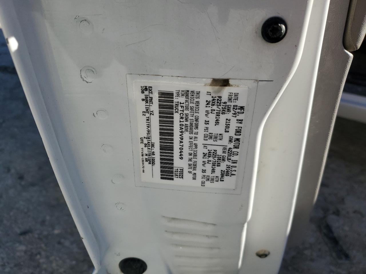 1997 Ford Ranger VIN 1FTCR10A9VPA70449 Copart auction photo, all over damage thumbnail 12