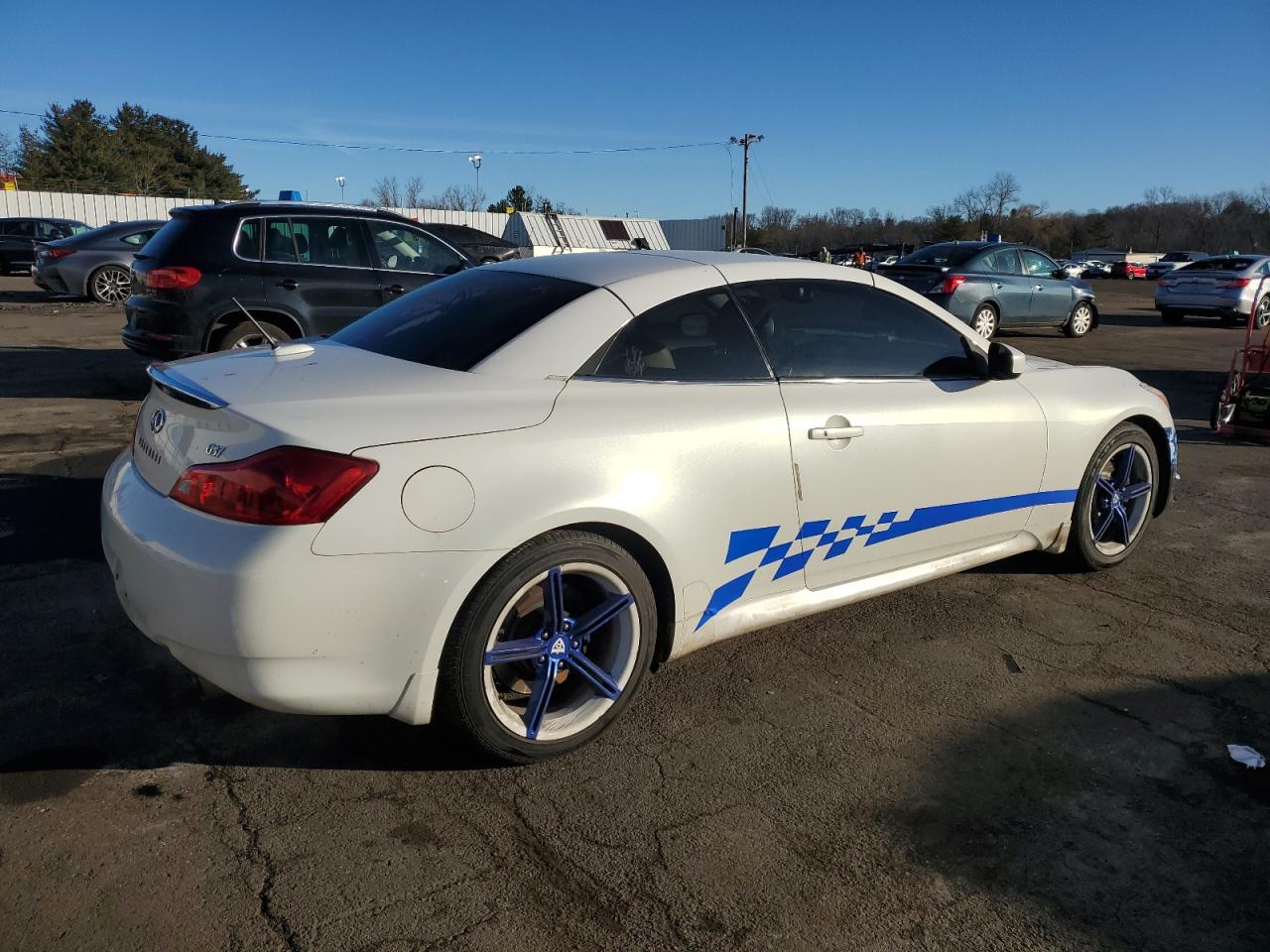 2009 Infiniti G VIN JNKCV66E89M723586 Copart auction photo, front end / side damage thumbnail 3