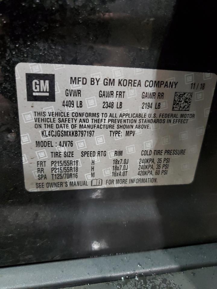 2019 Buick Encore VIN KL4CJGSMXKB797197 Copart auction photo, front end damage thumbnail 16