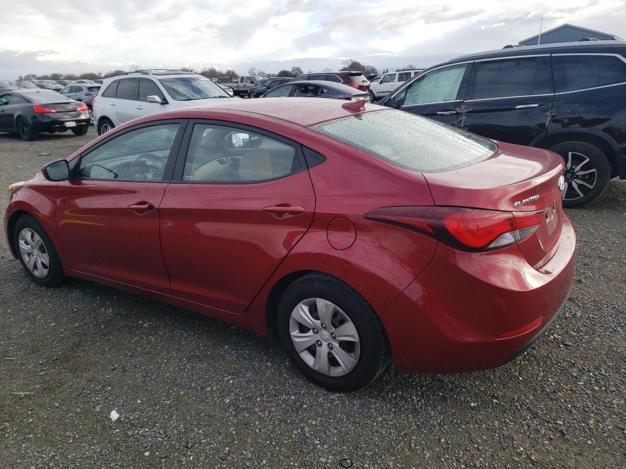 2016 Hyundai Elantra VIN 5NPDH4AE9GH765751 Copart auction photo, vandalism damage thumbnail 2