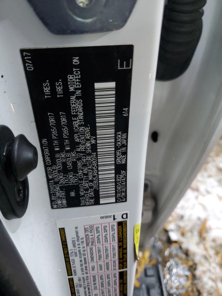 2017 Toyota 4Runner VIN JTEBU5JR6H5480594 Copart auction photo, front end damage thumbnail 13
