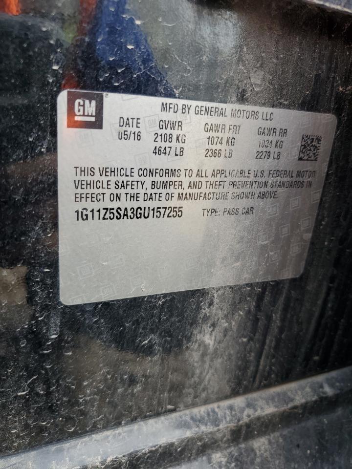 2016 Chevrolet Impala VIN 1G11Z5SA3GU157255 Copart auction photo, all over / undercarriage damage thumbnail 13