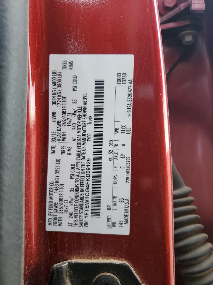 2015 Ford F-150 VIN 1FTEW1CG4FKD09129 Copart auction photo, all over damage thumbnail 13