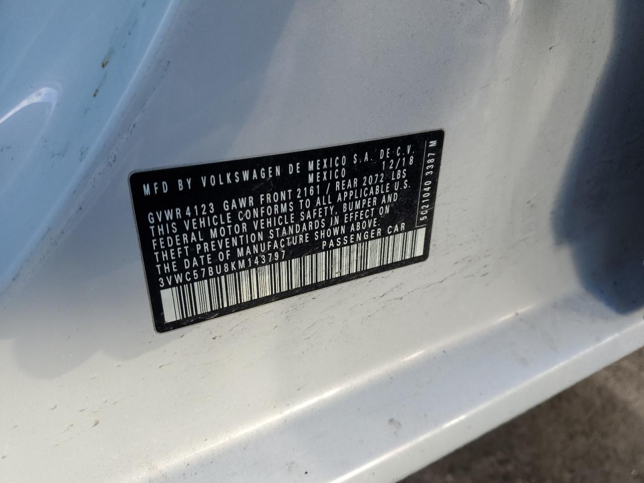 2019 Volkswagen Jetta VIN 3VWC57BU8KM143797 Copart auction photo, front end damage thumbnail 15