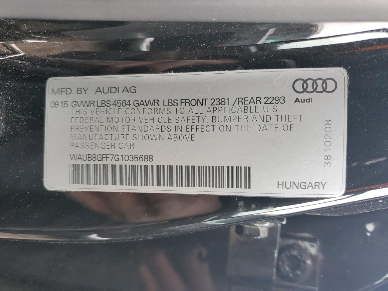 2016 Audi A3 VIN WAUB8GFF7G1035688 Copart auction photo, front end damage thumbnail 12