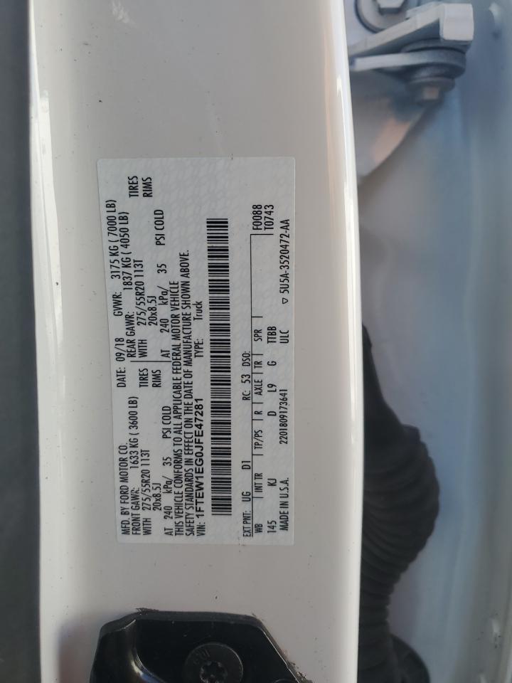 2018 Ford F-150 VIN 1FTEW1EG0JFE47281 Copart auction photo, front end damage thumbnail 12