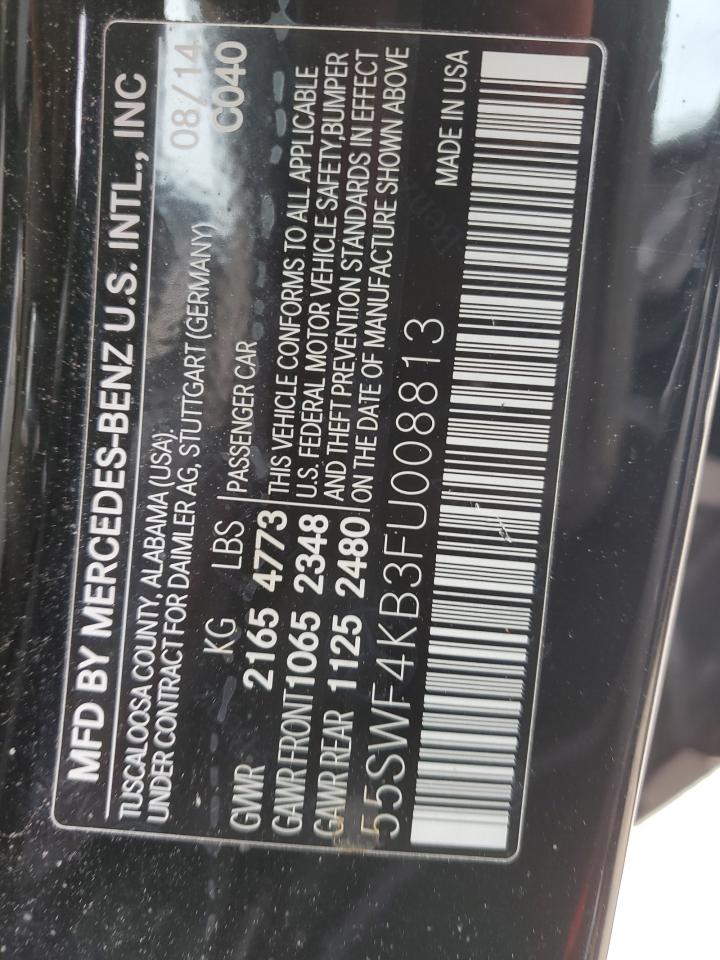 2015 Mercedes-Benz C-klasse VIN 55SWF4KB3FU008813 Copart auction photo, side damage thumbnail 12