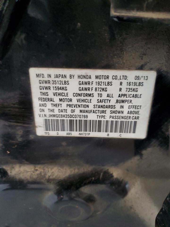 2013 Honda Fit VIN JHMGE8H35DC070769 Copart auction photo, water/flood / mechanical damage thumbnail 12