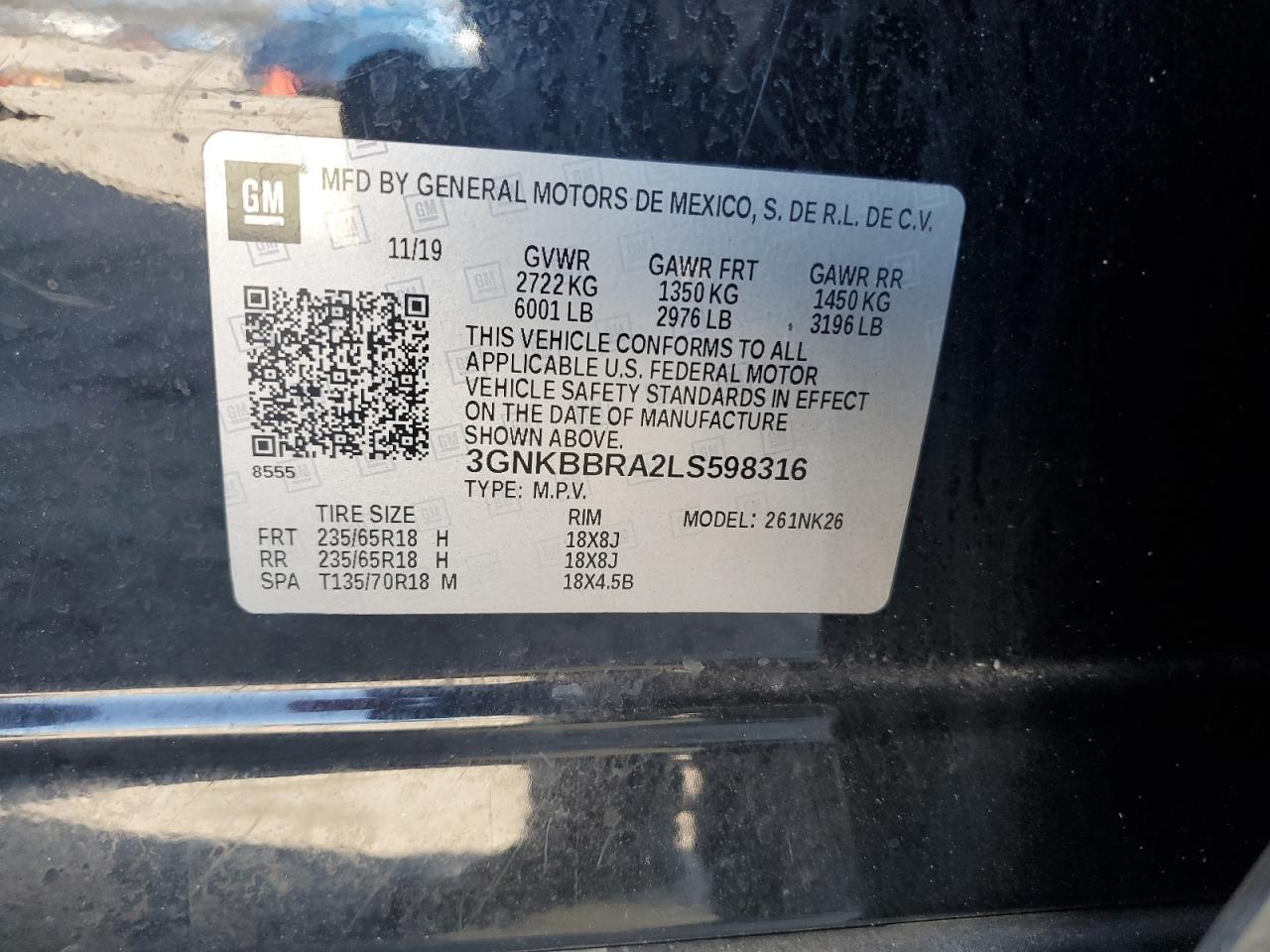 2020 Chevrolet Blazer VIN 3GNKBBRA2LS598316 Copart auction photo, front end damage thumbnail 15