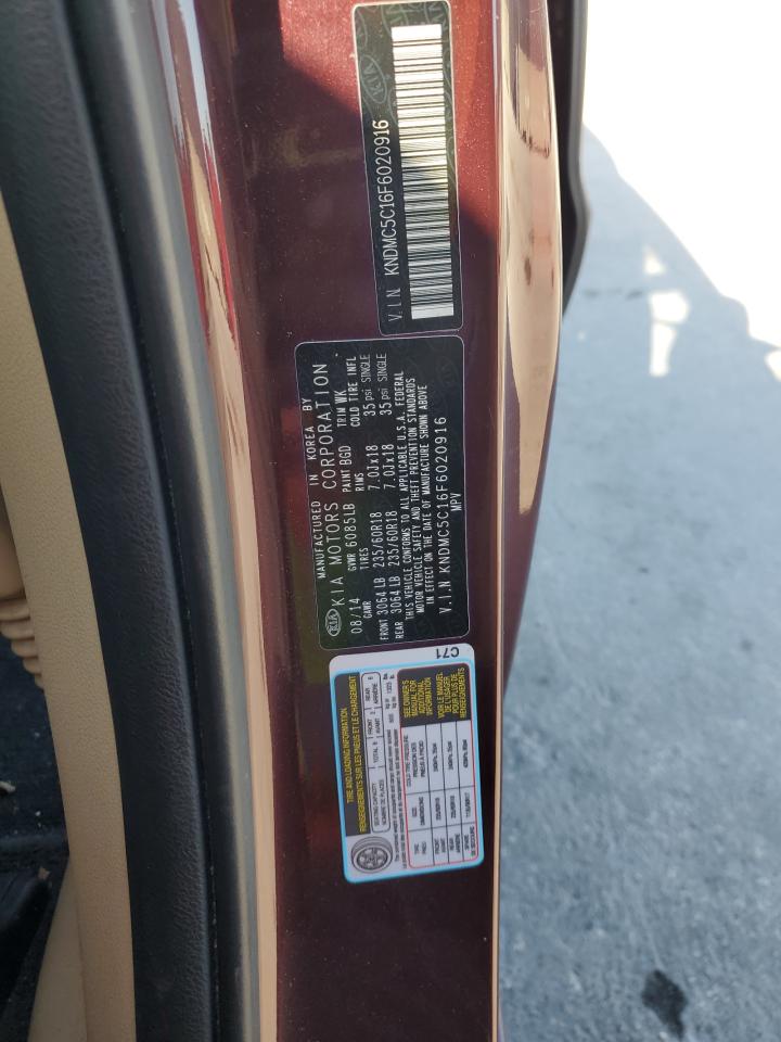 2015 KIA Sedona VIN KNDMC5C16F6020916 Copart auction photo, rear end damage thumbnail 13