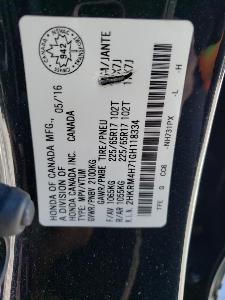 2016 Honda CR-V VIN 2HKRM4H71GH118334 Copart auction photo, all over damage thumbnail 13