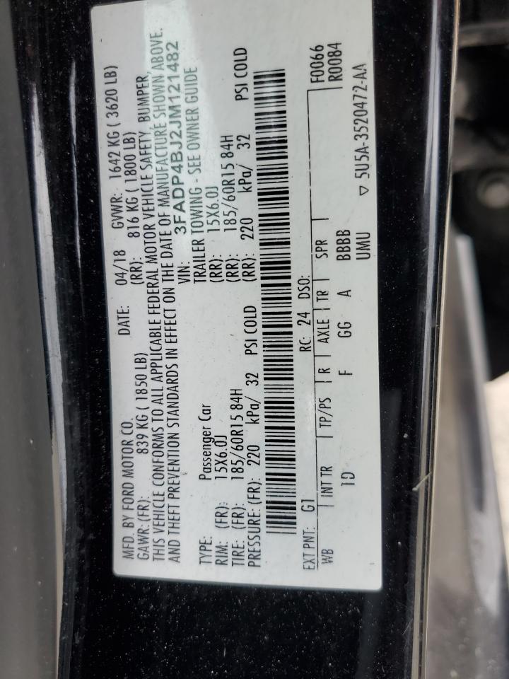 2018 Ford Fiesta VIN 3FADP4BJ2JM121482 Copart auction photo, front end damage thumbnail 12