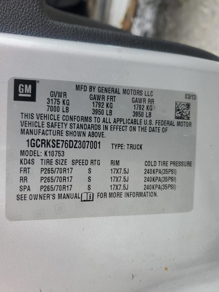 2013 Chevrolet Silverado VIN 1GCRKSE76DZ307001 Copart auction photo, front end damage thumbnail 12