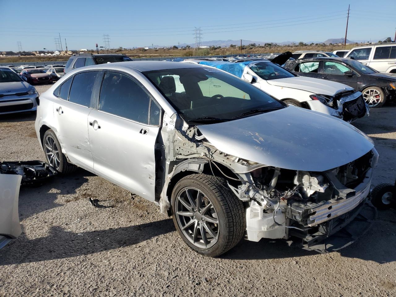 2020 Toyota Corolla VIN JTDEBRBE2LJ010816 Copart auction photo, side / front end damage thumbnail 4