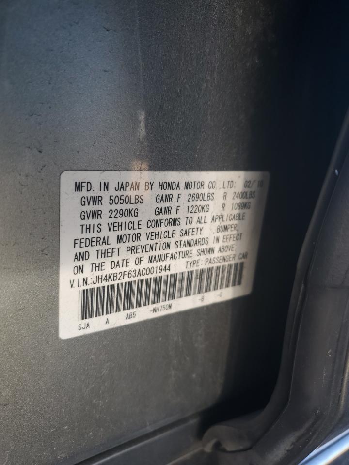 2010 Acura RL VIN JH4KB2F63AC001944 Copart auction photo, front end / rear end damage thumbnail 14