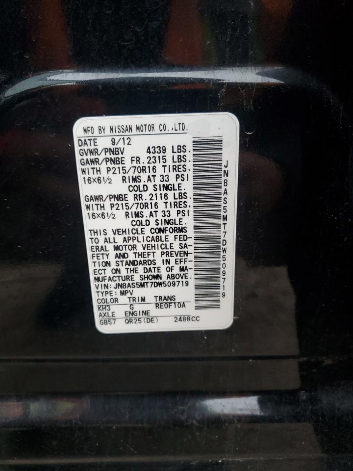 2013 Nissan Rogue VIN JN8AS5MT7DW509719 Copart auction photo, normal wear damage thumbnail 13