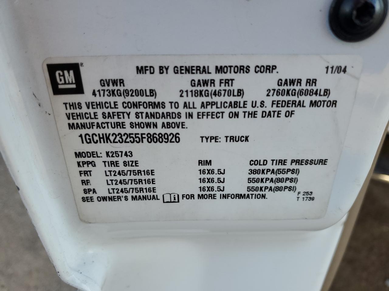 2005 Chevrolet Silverado VIN 1GCHK23255F868926 Copart auction photo, front end / burn - engine damage thumbnail 13