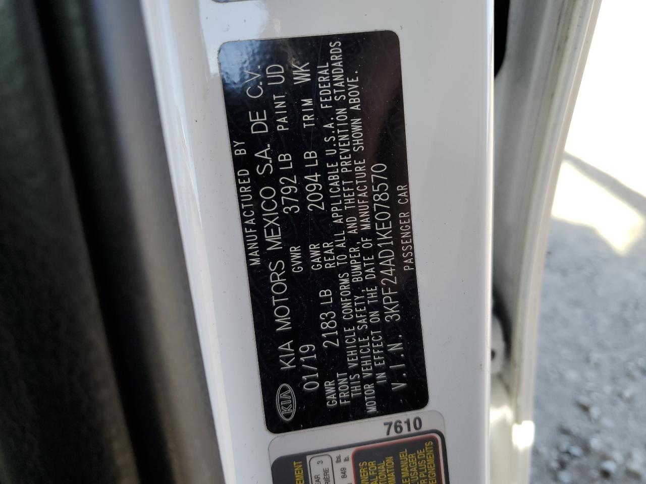 2019 KIA Forte VIN 3KPF24AD1KE078570 Copart auction photo, undercarriage / front end damage thumbnail 14