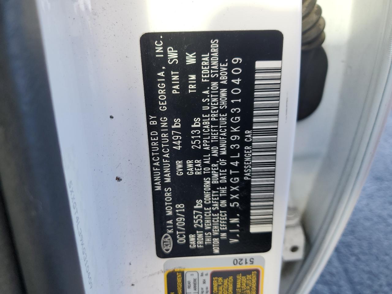2019 KIA Optima VIN 5XXGT4L39KG310409 Copart auction photo, vandalism / front end damage thumbnail 12