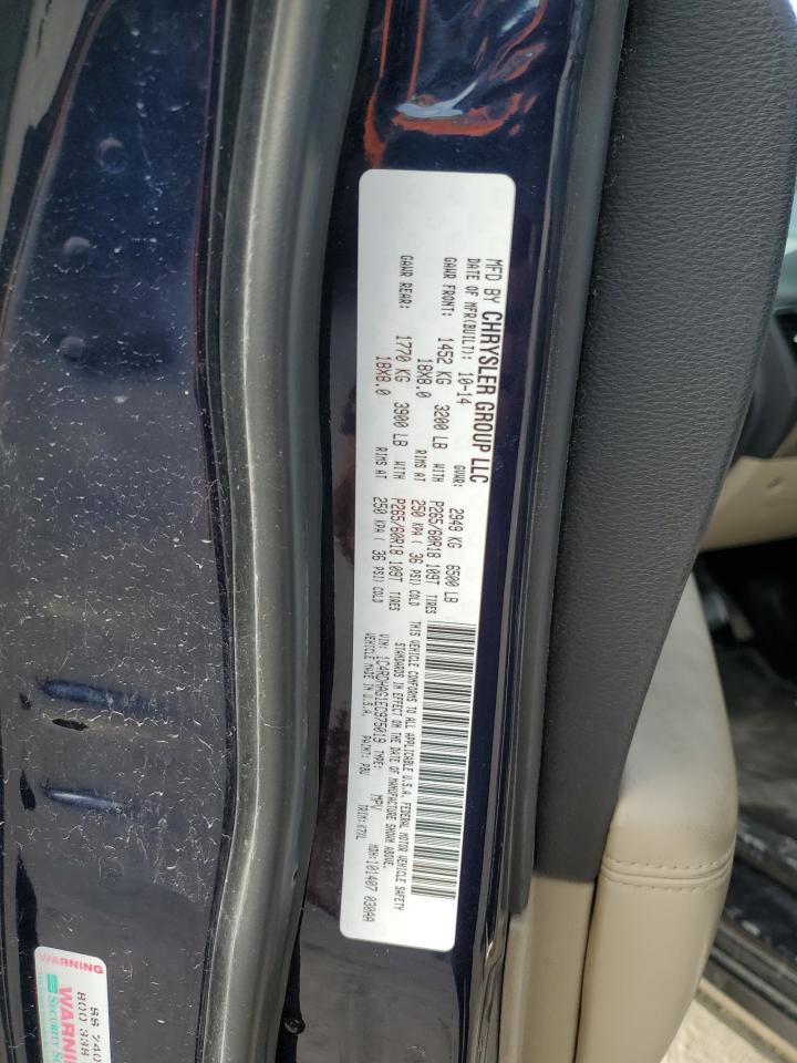 2014 Dodge Durango VIN 1C4RDHAG1EC975019 Copart auction photo, rear end / side damage thumbnail 15