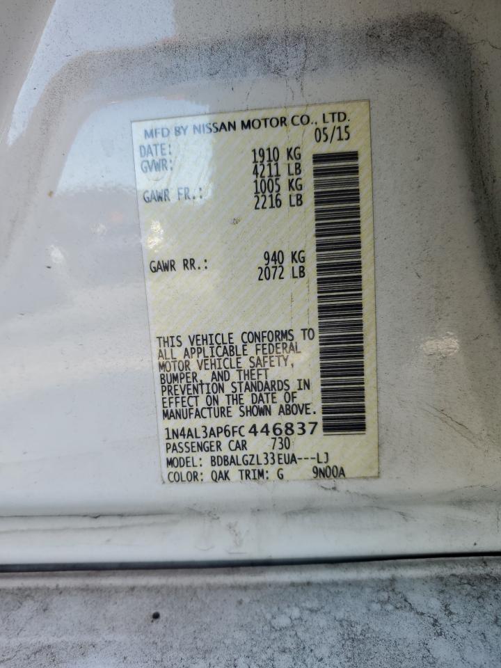 2015 Nissan Altima VIN 1N4AL3AP6FC446837 Copart auction photo, front end damage thumbnail 12