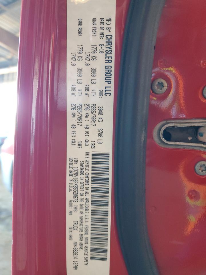2011 Dodge RAM VIN 1D7RV1GPXBS520673 Copart auction photo, side damage thumbnail 12