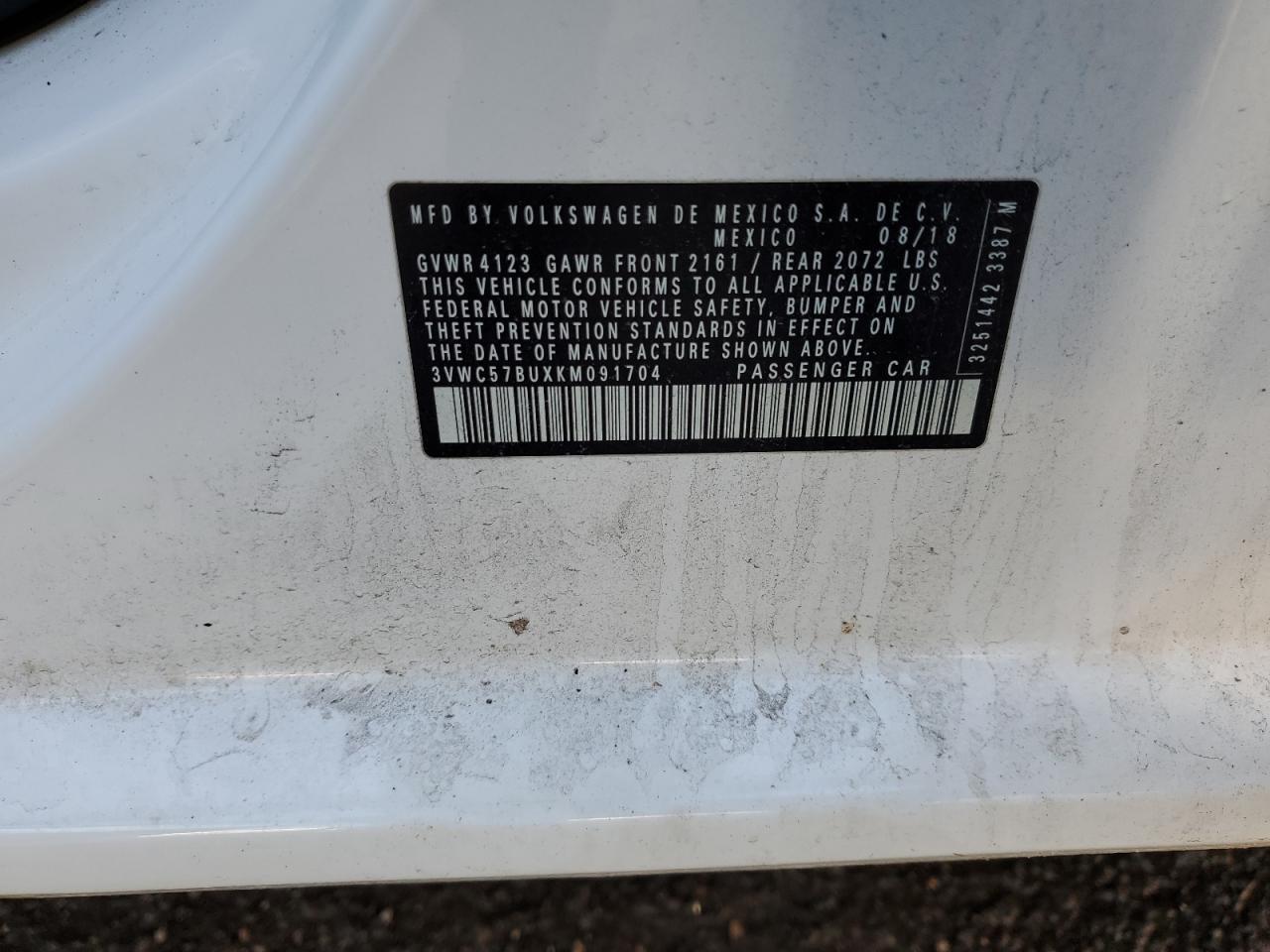 2019 Volkswagen Jetta VIN 3VWC57BUXKM091704 Copart auction photo, front end / minor dent/scratches damage thumbnail 14
