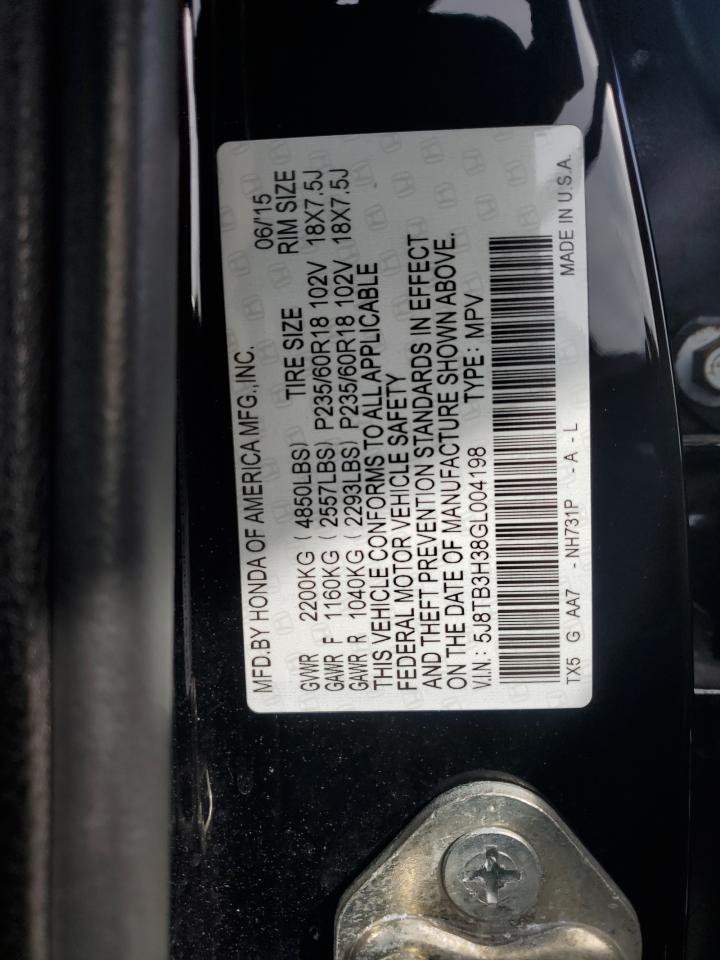 2016 Acura RDX VIN 5J8TB3H38GL004198 Copart auction photo, rear end damage thumbnail 12