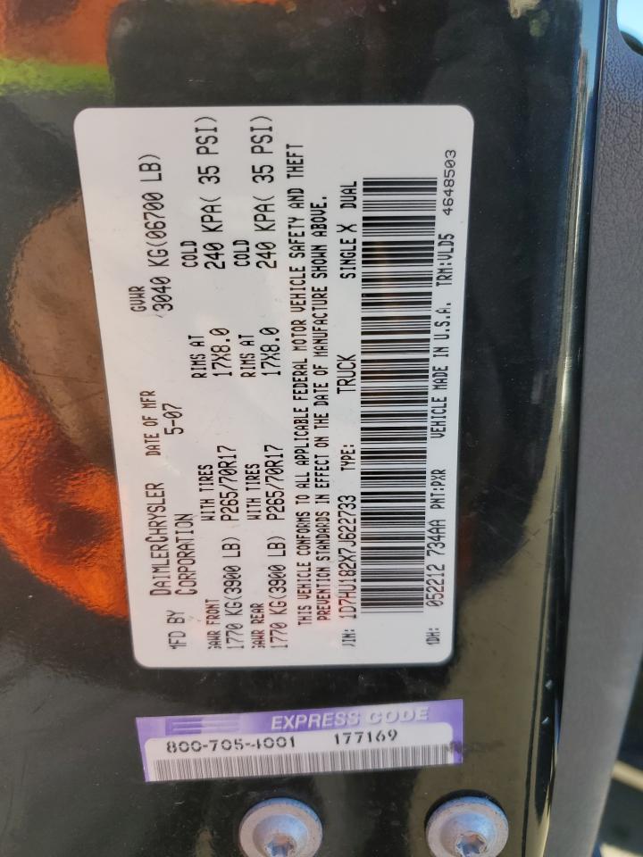 2007 Dodge RAM VIN 1D7HU182X7J622733 Copart auction photo, mechanical damage thumbnail 12