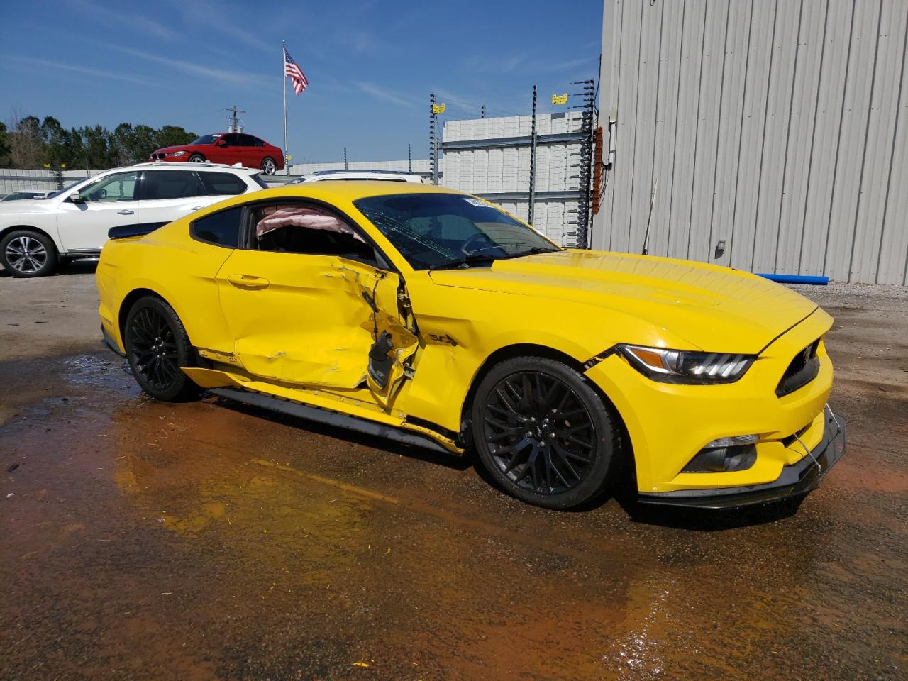 2015 Ford Mustang VIN 1FA6P8CF9F5390294 Copart auction photo, side / front end damage thumbnail 4