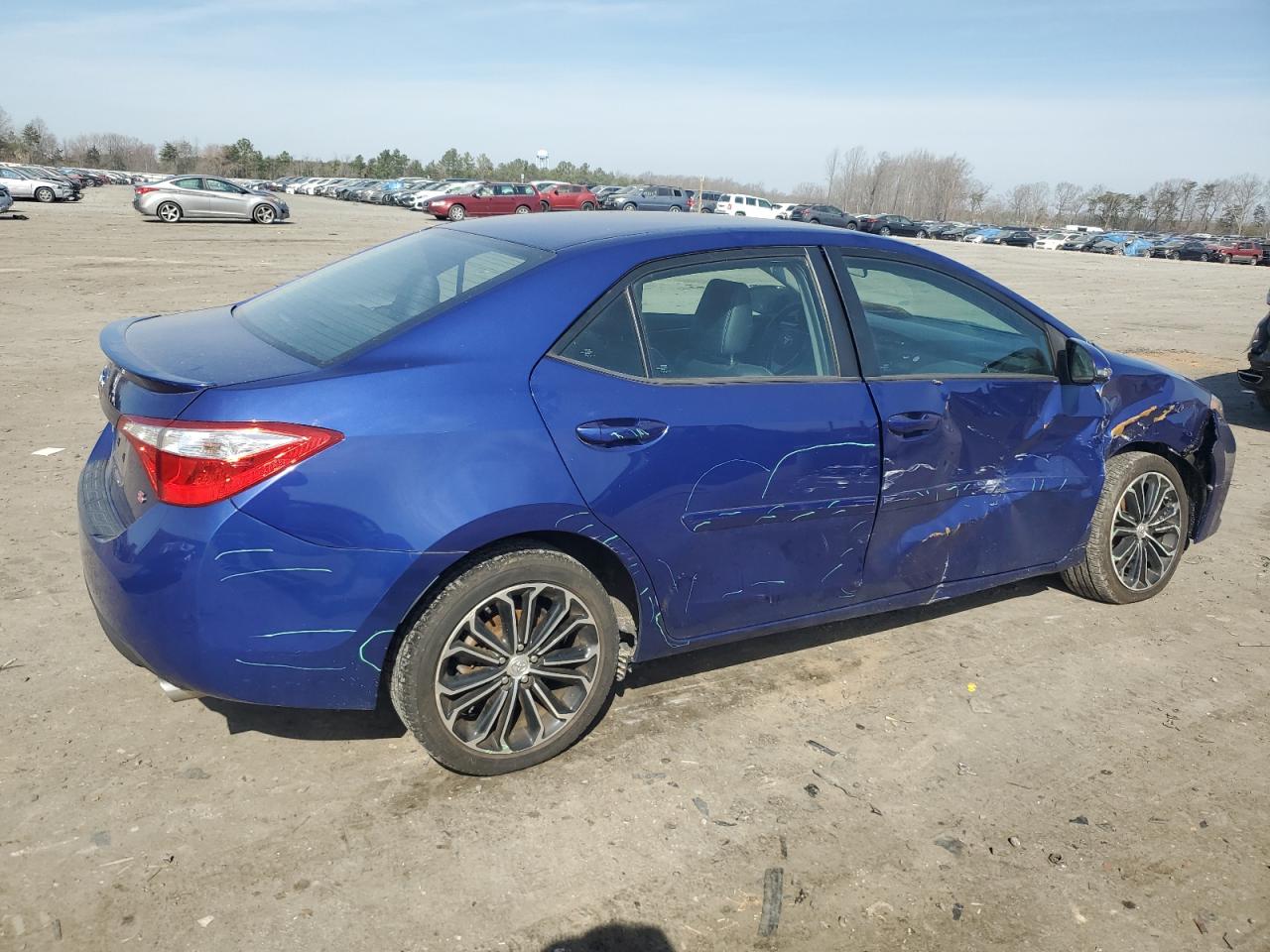 2015 Toyota Corolla VIN 2T1BURHE4FC297497 Copart auction photo, side / front end damage thumbnail 3