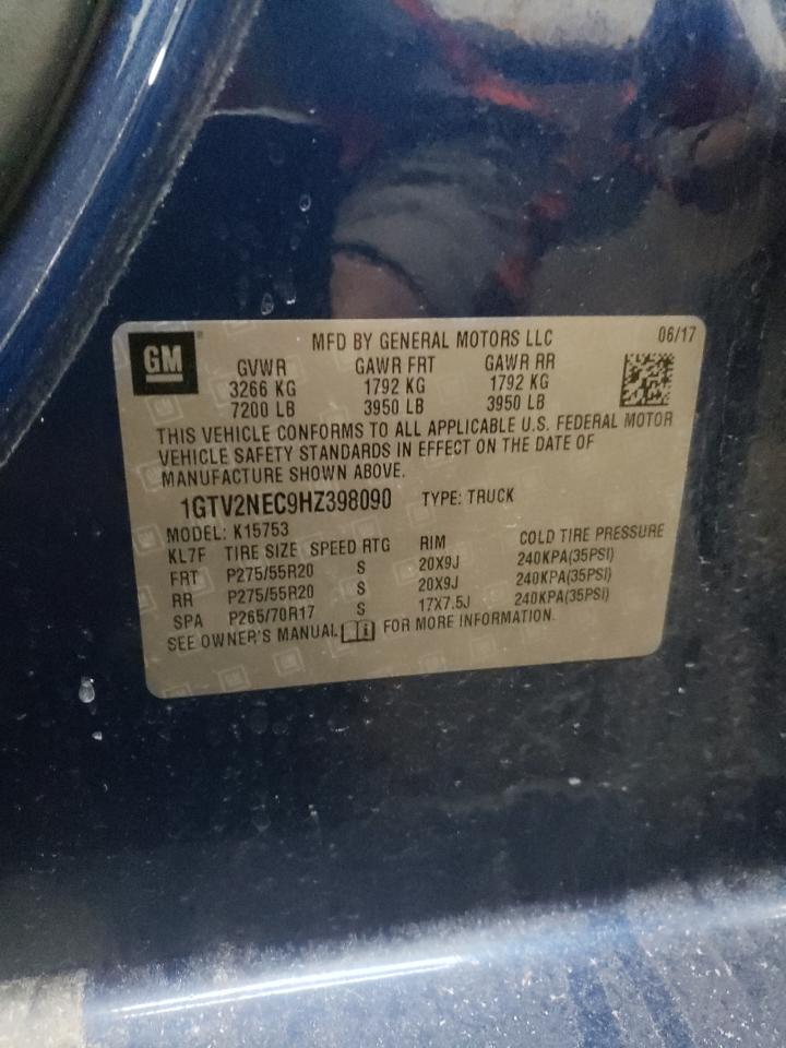 2017 GMC Sierra VIN 1GTV2NEC9HZ398090 Copart auction photo, front end damage thumbnail 14