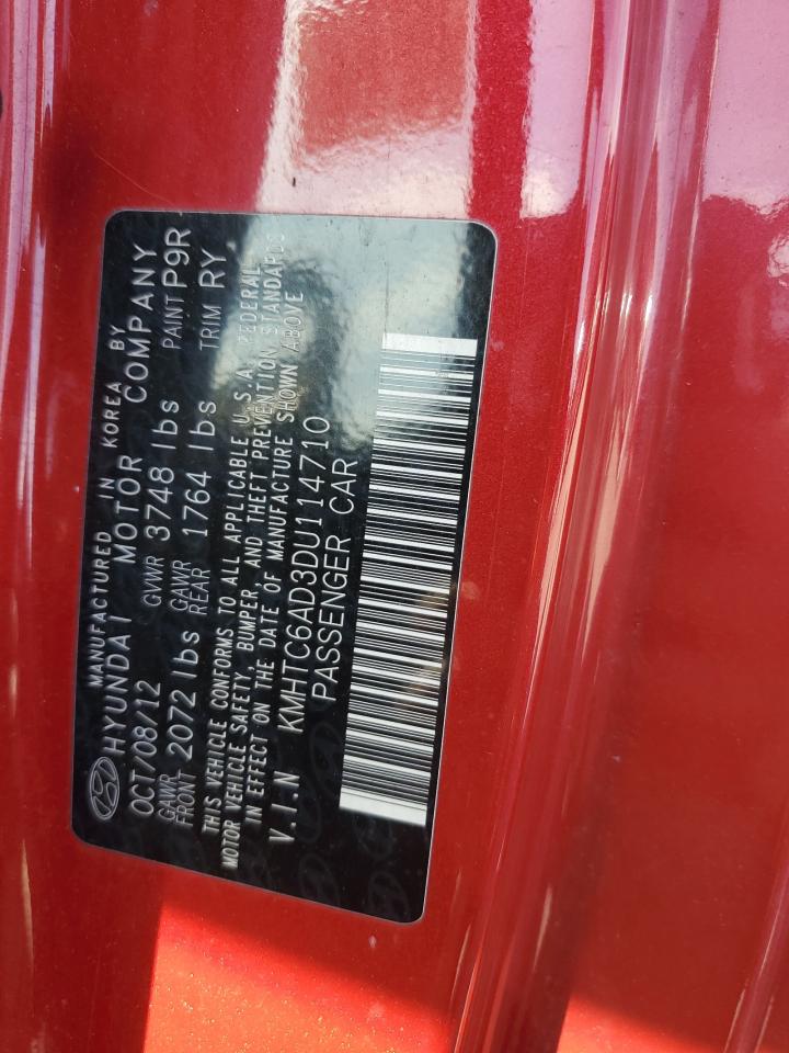 2013 Hyundai Veloster VIN KMHTC6AD3DU114710 Copart auction photo, mechanical damage thumbnail 12