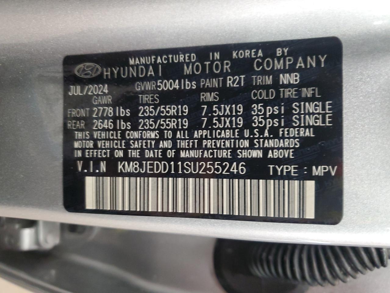 2025 Hyundai Tucson VIN KM8JEDD11SU255246 Copart auction photo, side / front end damage thumbnail 13