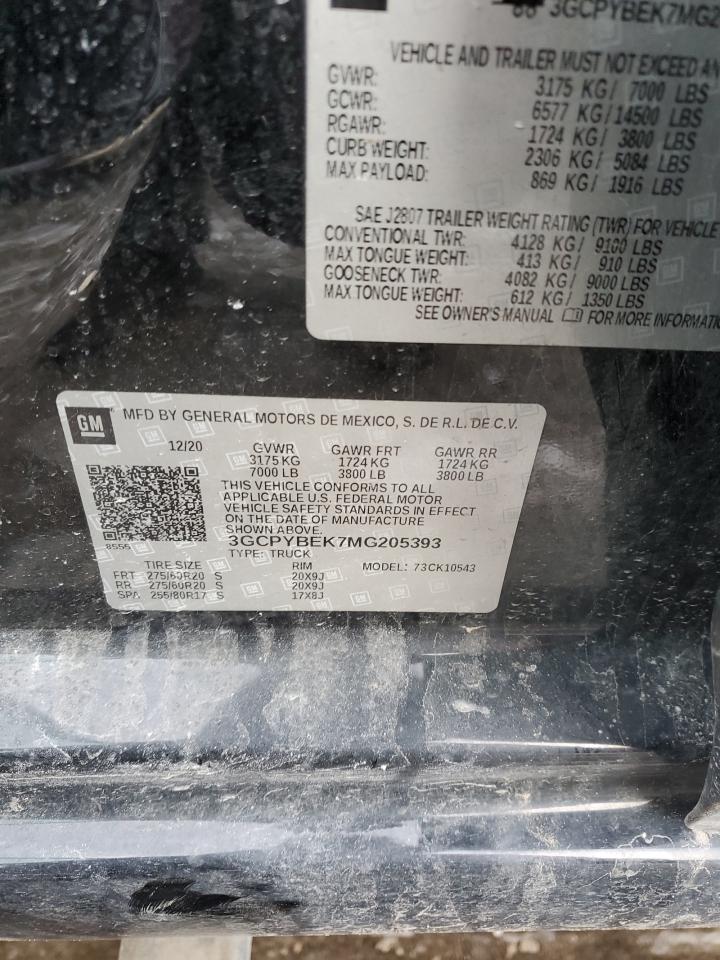 2021 Chevrolet Silverado VIN 3GCPYBEK7MG205393 Copart auction photo, front end damage thumbnail 14