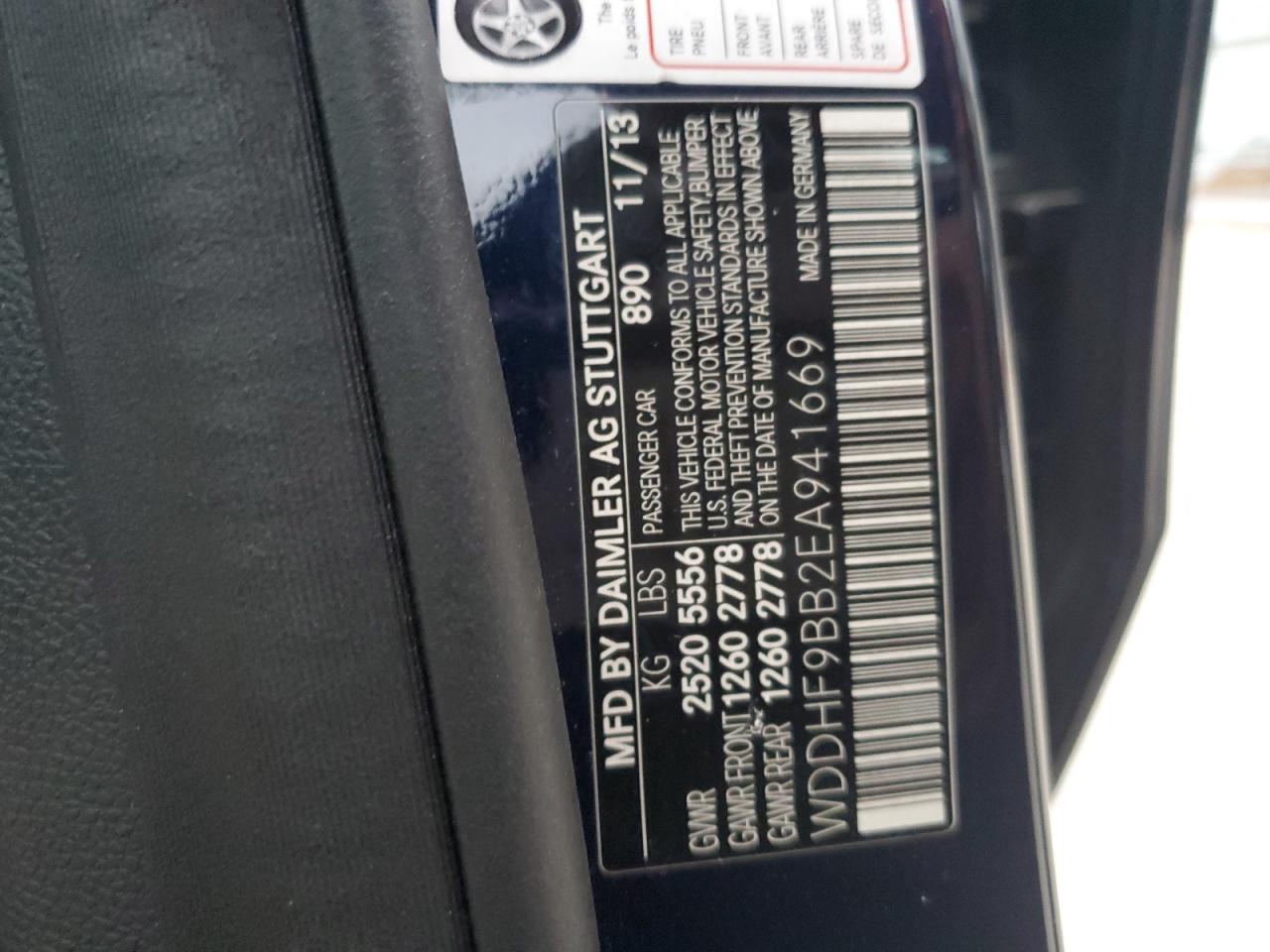 2014 Mercedes-Benz E-klasse VIN WDDHF9BB2EA941669 Copart auction photo, side / minor dent/scratches damage thumbnail 12
