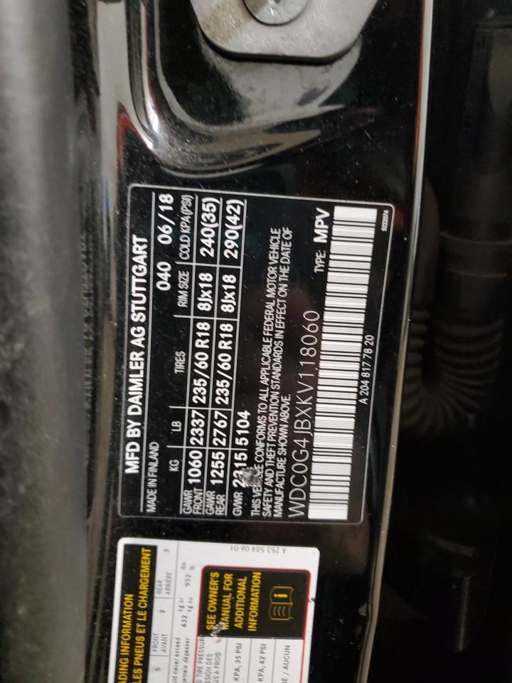 2019 Mercedes-Benz GLC VIN WDC0G4JBXKV118060 Copart auction photo, front end damage thumbnail 13
