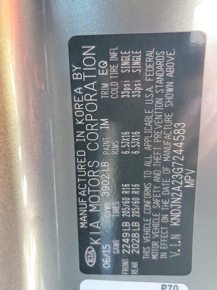2016 KIA Soul VIN KNDJN2A23G7244583 Copart auction photo, rear end damage thumbnail 14