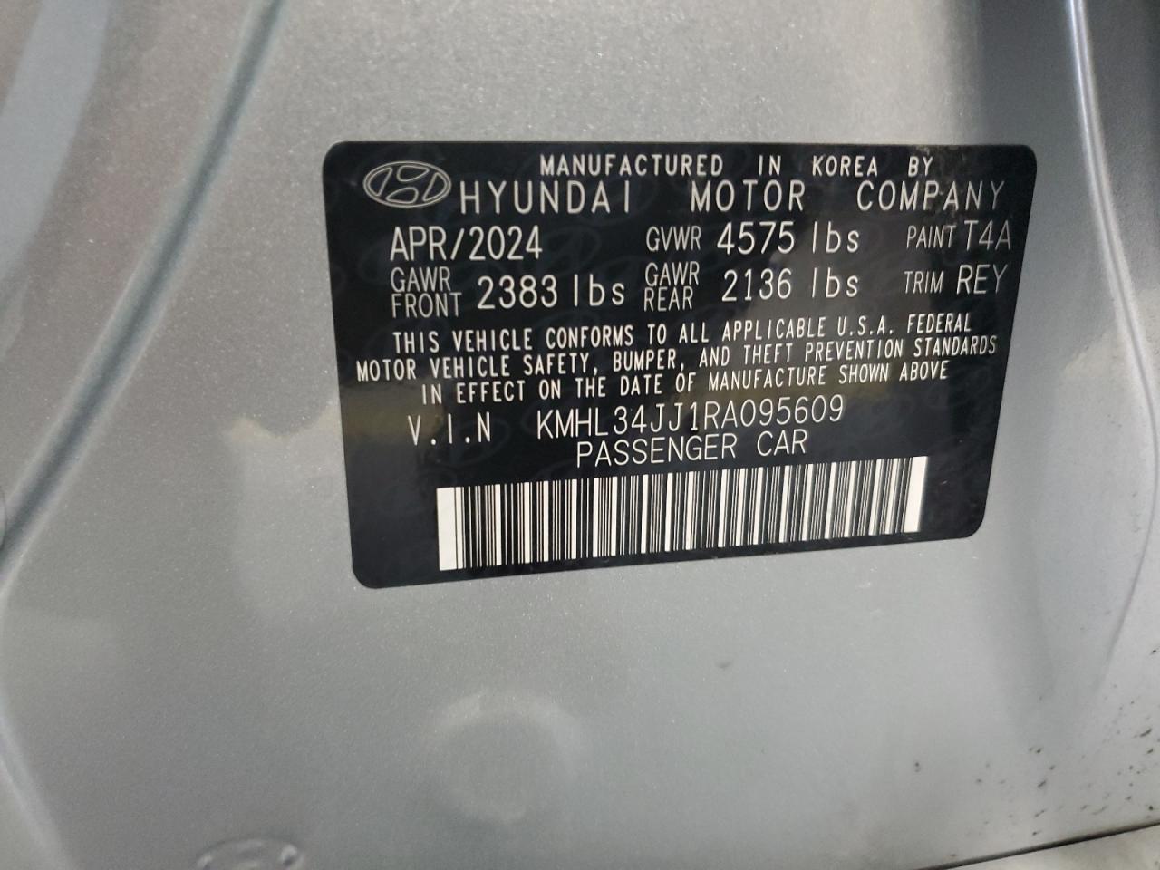 2024 Hyundai Sonata VIN KMHL34JJ1RA095609 Copart auction photo, front end / minor dent/scratches damage thumbnail 12