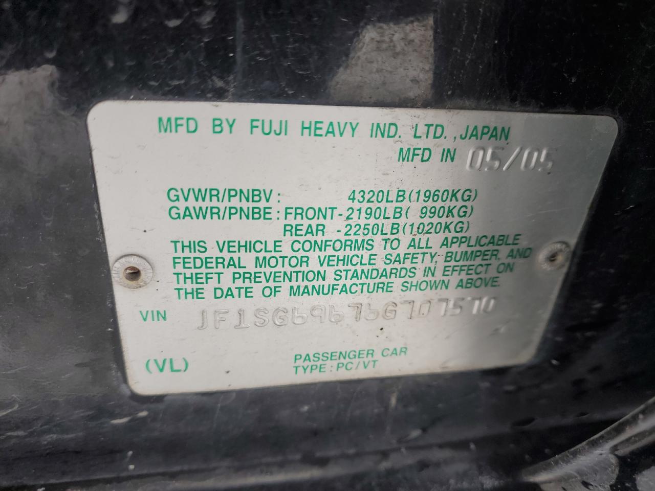 2006 Subaru Forester VIN JF1SG69676G707570 Copart auction photo, front end / side damage thumbnail 13