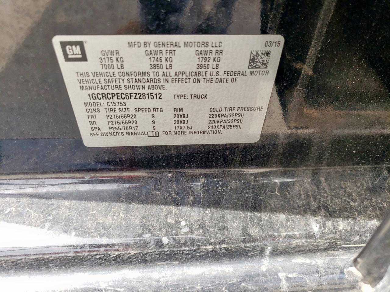 2015 Chevrolet Silverado VIN 1GCRCPEC6FZ281512 Copart auction photo, minor dent/scratches damage thumbnail 12